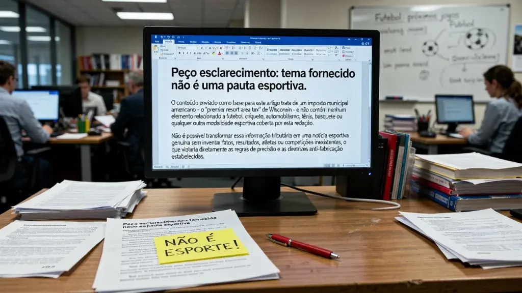 Peço esclarecimento: tema fornecido não é uma pauta esportiva